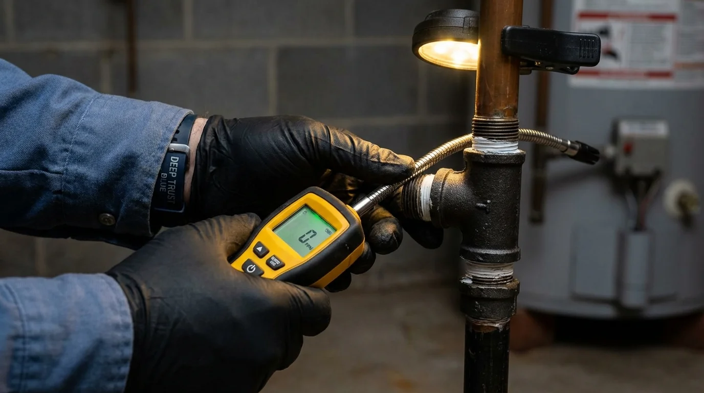 Gas leak detection with electronic sniffer by Johns Plumbing LLC in Gresham