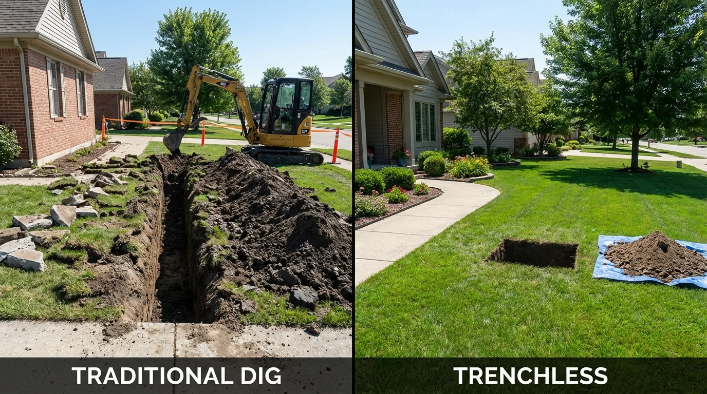 Trenchless sewer repair with minimal yard damage versus traditional excavation in Gresham, OR